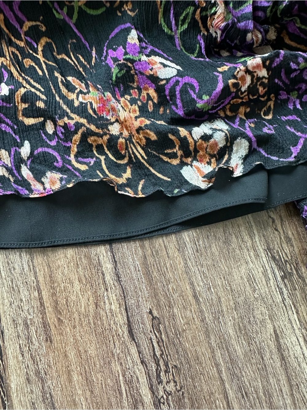 Ramy Brook Long Sleeved Black and Purple Blouse with Sheer Sleeves. Size XS - Picture 9 of 16